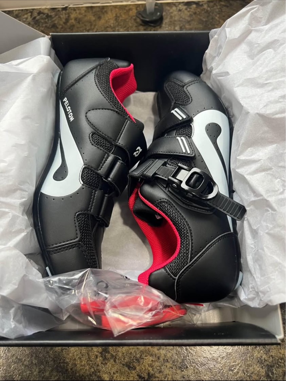 Peloton Black, White & Red Indoor Cycling Shoes